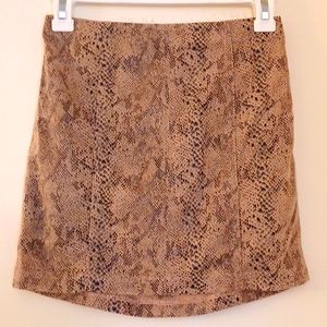 Wild Honey animal snake skin tan/ black bodycon mini skirt Small